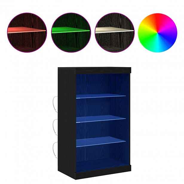 vidaXL LED komoda Černý dub 60,5 x 37 x 100 cm Kompozitní dřevo