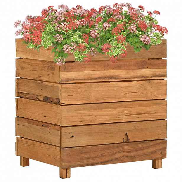 vidaXL Vyvýšený záhon 50 x 40 x 55 cm recyklované teakové dřevo a ocel