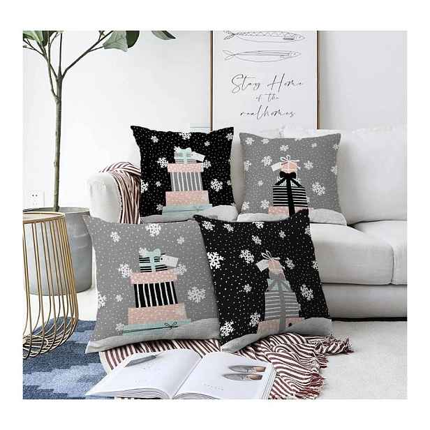 Povlaky na polštáře v sadě 4 ks s vánočním motivem 43x43 cm Merry Christmas – Mila Home