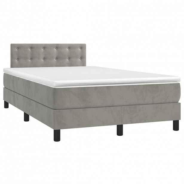 vidaXL Box spring postel s matrací světle šedá 120x190 cm samet