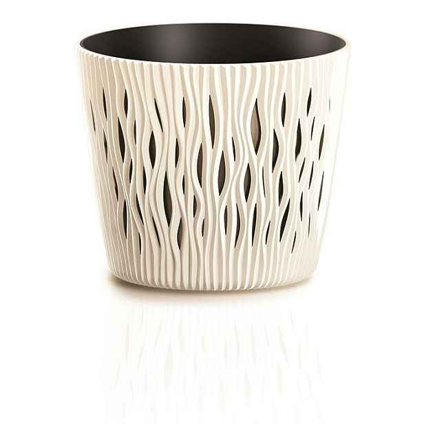 Prosperplast Květináč s vkladem Sandy Round krémový, varianta 15,8 cm