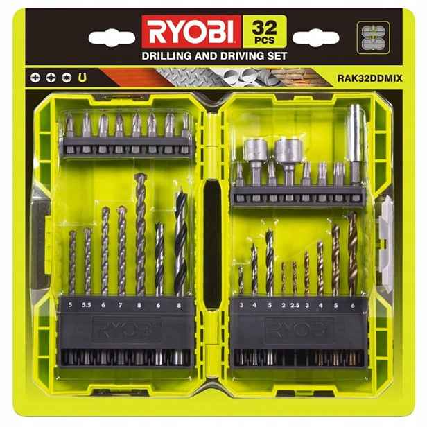 Sada kombinovaných vrtacích a šroubovacích nástrojů Ryobi 30 kusů Rak 32DDMIX