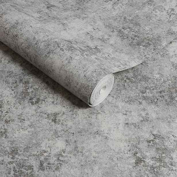 Šedá tapeta s strukturou betonu, vinyl na papíře, tapeta do pokoje