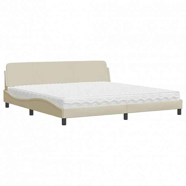 vidaXL Postel s matrací Dover krémová 200 x 200 cm textil