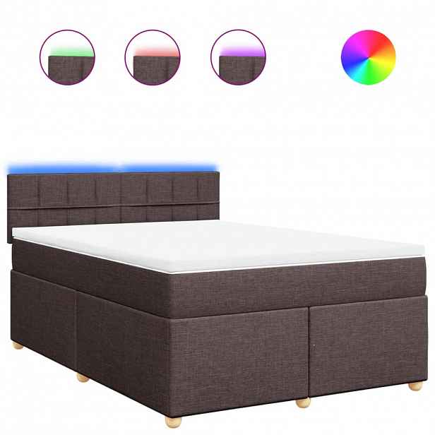 vidaXL Box spring postel s matrací tmavě hnědá 140x200 cm textil