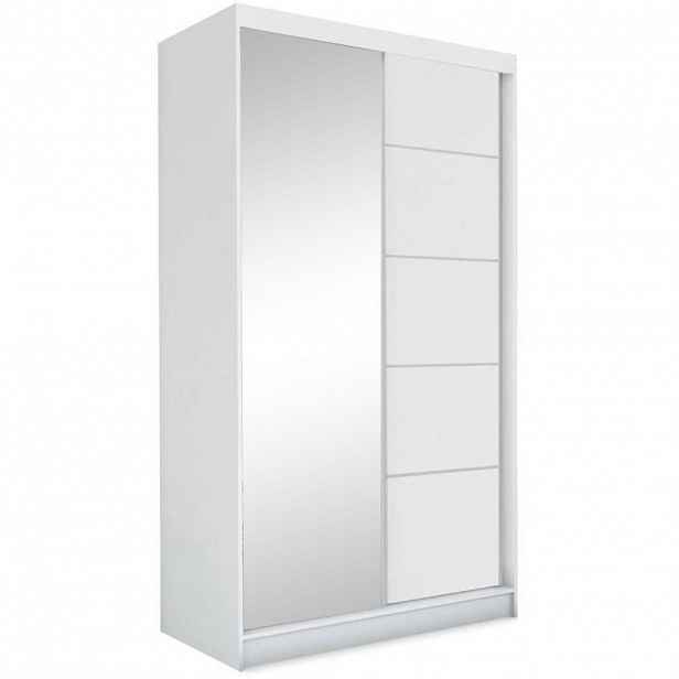 Beautysofa SKŘÍŇ s posuvnými dveřmi Marika 120/216/61 bílá se zrcadlem a zásuvkami