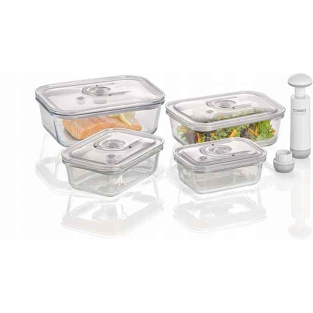 Caso VacuBoxx E – sada 4 skleněných vakuových nádob, 370-1500 ml