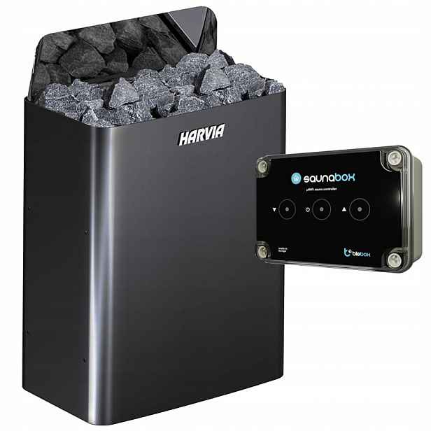 Kamna do sauny Harvia The Wall SW60E Black steel 6 kW Ovladač SaunaBox