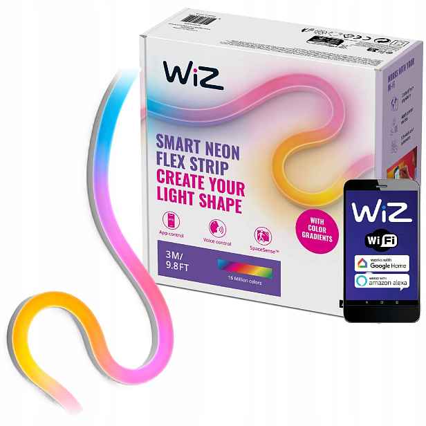 Led pásek Neon 3 m Vícebarevný Rgb Cct Smart WiFi Napájecí Zdroj Aplikace WiZ
