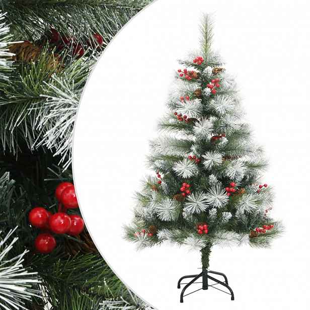 vidaXL Umělý sklápěcí vánoční stromek s šiškami a bobulemi 150 cm