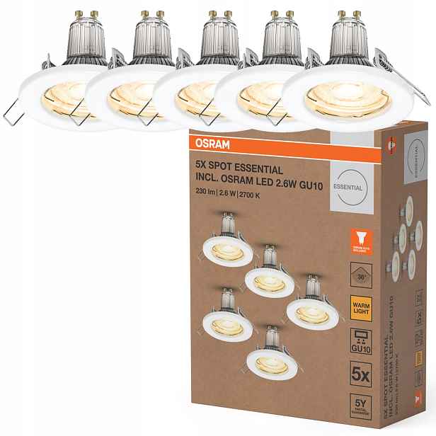 5x Led podomítkové stropní svítidlo Kulaté Stropní Svítidlo Spot kulaté GU10 2.6W 230lm 2700K