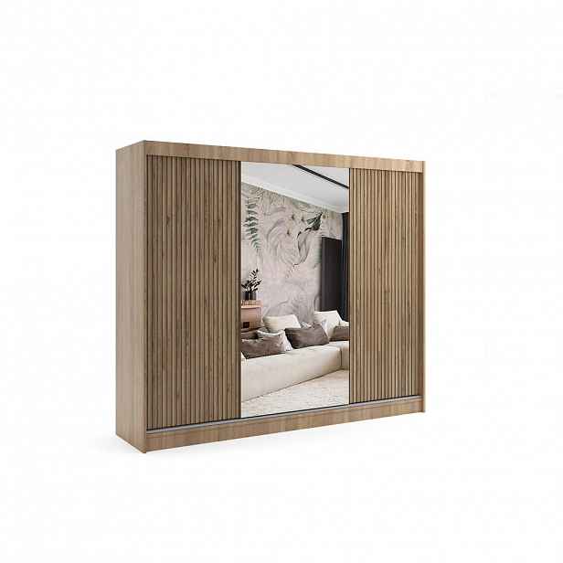 ALTDECOR ŠATNÍ SKŘÍŇ VILAN s zrcadlem – 250 cm – Sonoma dub | barvy dubu