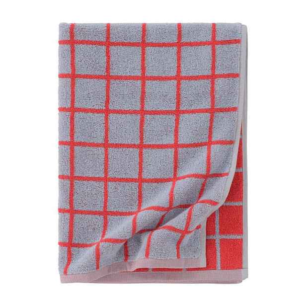 Červený/světle modrý bavlněný ručník 50x70 cm Grid – Jotex