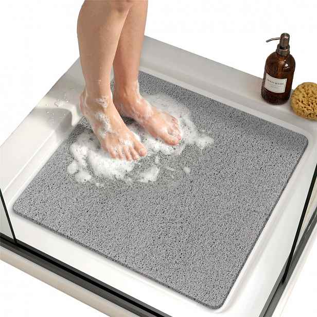 Podložka pod sprchu 80 x 80 cm Protiskluzová Šedá s otvory do koupelny