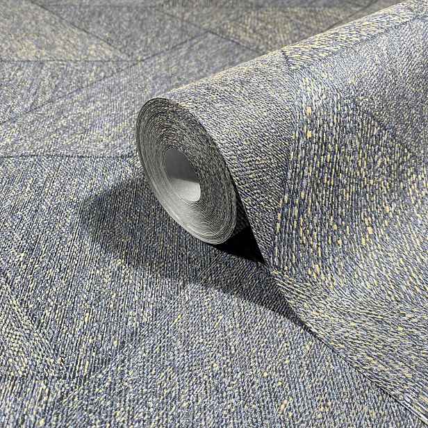 Tapeta geometrický motiv trojúhelníky odstín modrá béžová černá tapeta