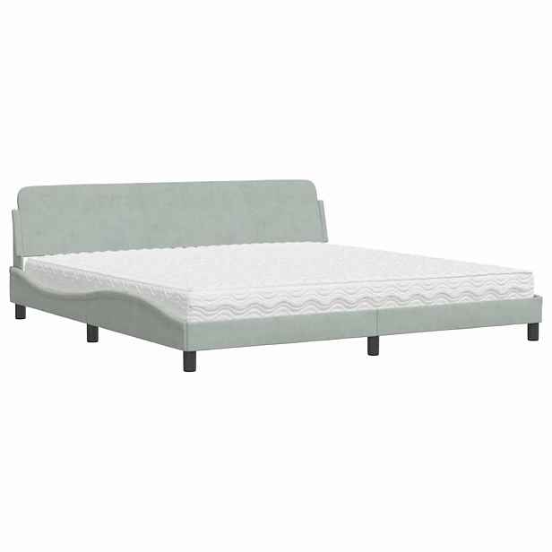 vidaXL Postel s matrací Dover světle šedá 200 x 200 cm samet