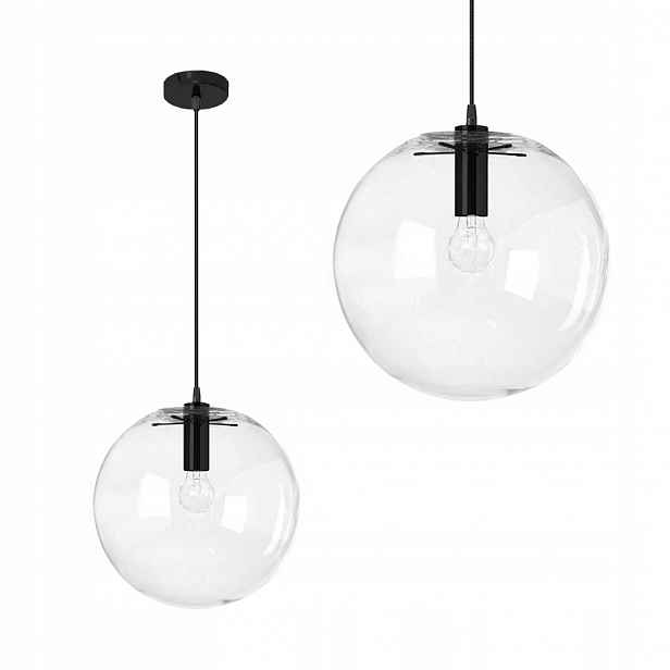 Závěsná Lampa Skleněná Koule Černá Lassi 25 CM