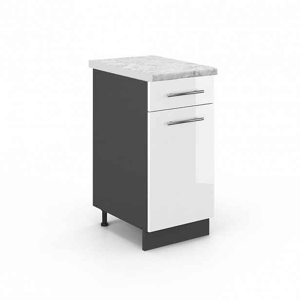 Vicco SPODNÍ SKŘÍŇKA KUCHYŇSKÉ LINKY Fame-Line Bílá vysoký lesk 40 cm , PD Mramor