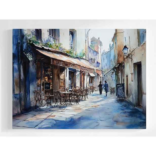 Plakát Pařížská Ulice Kavárna Akvarel Krajina 100x75