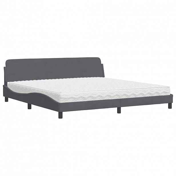 vidaXL Postel s matrací Dover tmavě šedá 200 x 200 cm samet