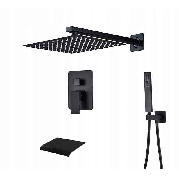 Podomítkový Set Černý Matný Vývod Vodopád Box 40 CM