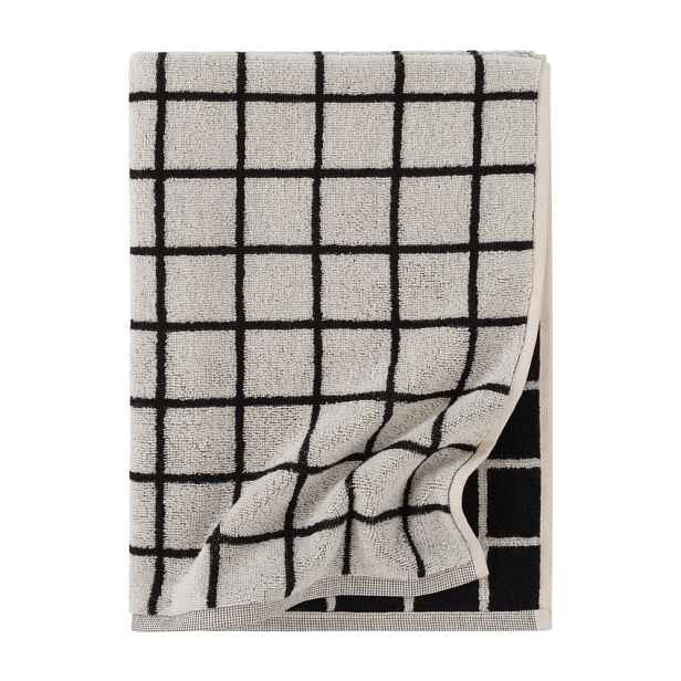 Černý/béžový bavlněný ručník 50x70 cm Grid – Jotex