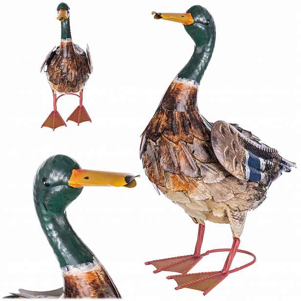 Figura Do Zahrady Kachna 41 cm Ocelová Zahradní Figurka Velká Dekorace Ozdoba