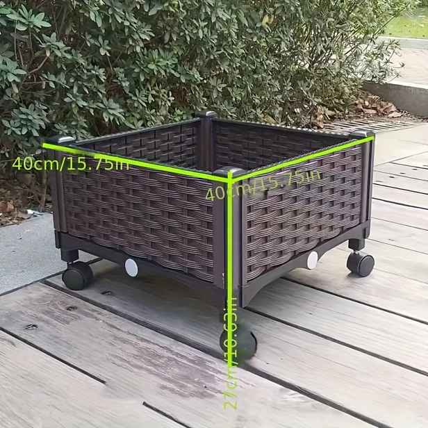 TEMU Samozavlažovací vyvýšený zahradní květináč na kolečkách - " X 15.75" X 10.63" Odolný plastový materiál, vhodný pro vnitřní/venkovní zeleninu a