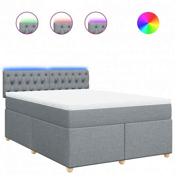 vidaXL Box spring postel s matrací světle šedá 140 x 200 cm textil