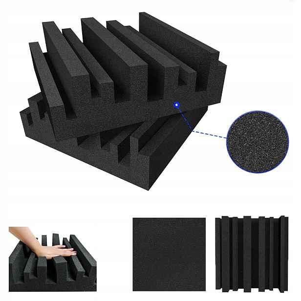 Nástěnné lamely 30 x 30 cm akustické na černém filcu Antracit