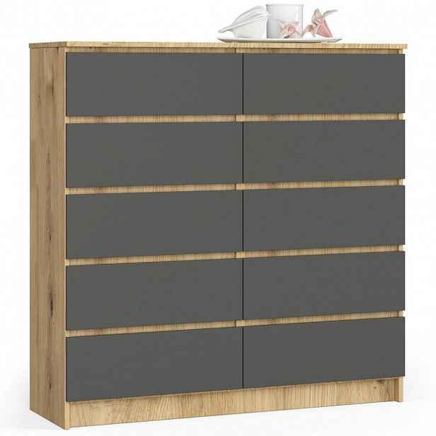 RAUMHIRSCH FURNITURE KOMODA dub Artisan, grafitově šedá 121/120/40