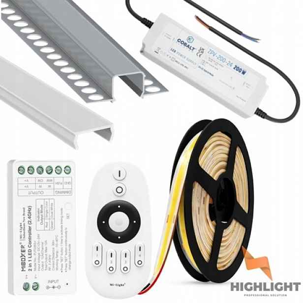 Sada Led pásek Fasáda Cob 8W 24V IP65 Stmívač Profil 16 m