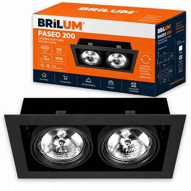 Stropní podomítkové svítidlo Led kostka G53 Pohyblivá lampa Černá Paseo 200