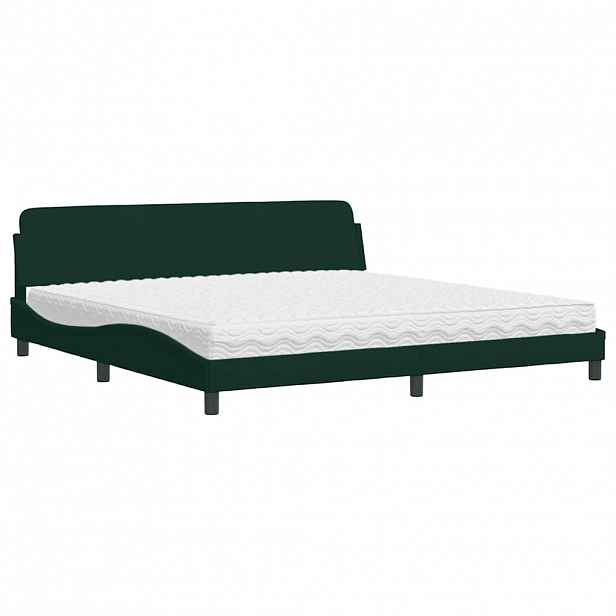 vidaXL Postel s matrací Dover tmavě zelená 200 x 200 cm samet