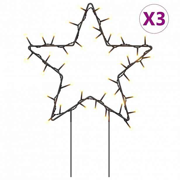 vidaXL Vánoční světelné dekorace s hroty 3 ks Hvězda 50 LED diod 29 cm