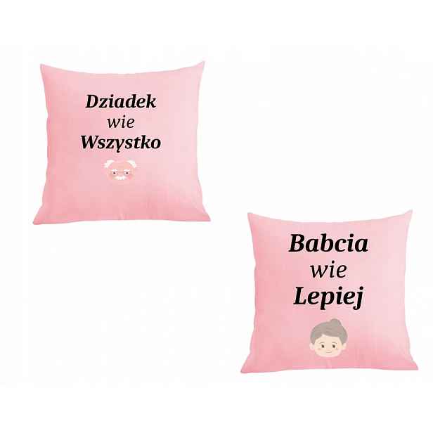 Dvě Polštáře povlak Dárek Dědeček ví všechno, babička ví lépe