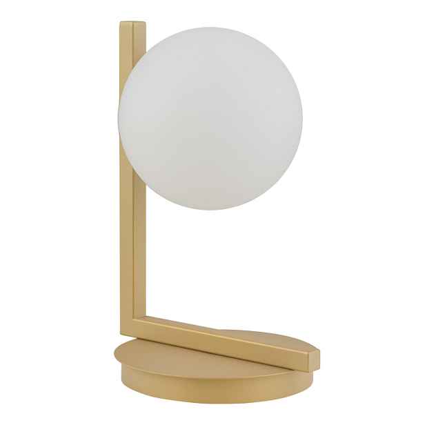 noční lampa moderní zlatá béžová se skleněnou bílou koulí do obývacího pokoje Sigma