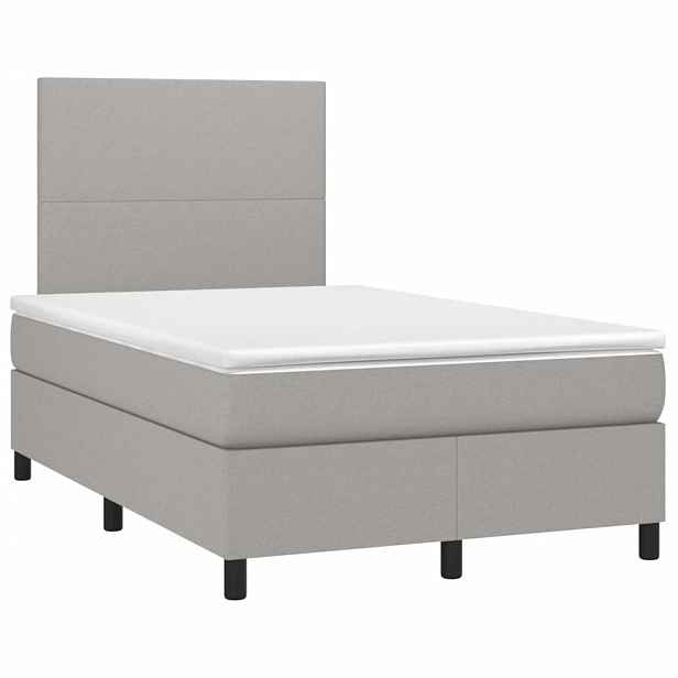 vidaXL Box spring postel s matrací světle šedá 120x190 cm textil