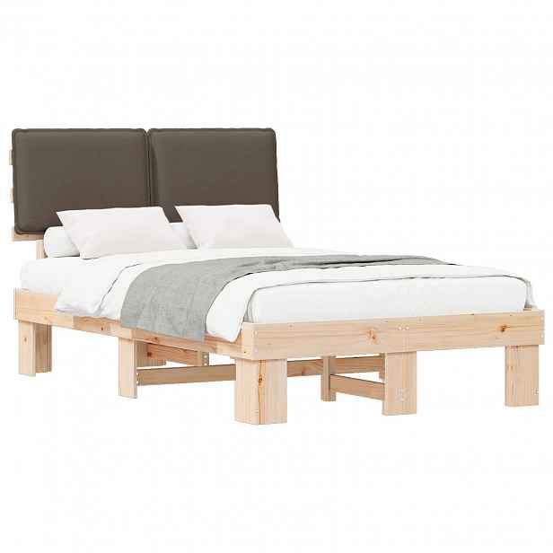 vidaXL Rám postele s čalouněným čelem s čelo Taupe 120 x 200 cm
