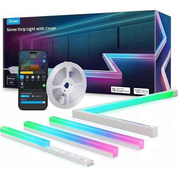 Led Páska Nástěnné Stropní Osvětlení 10 M Rgb Led Govee H61B6 Profilová Aplikace