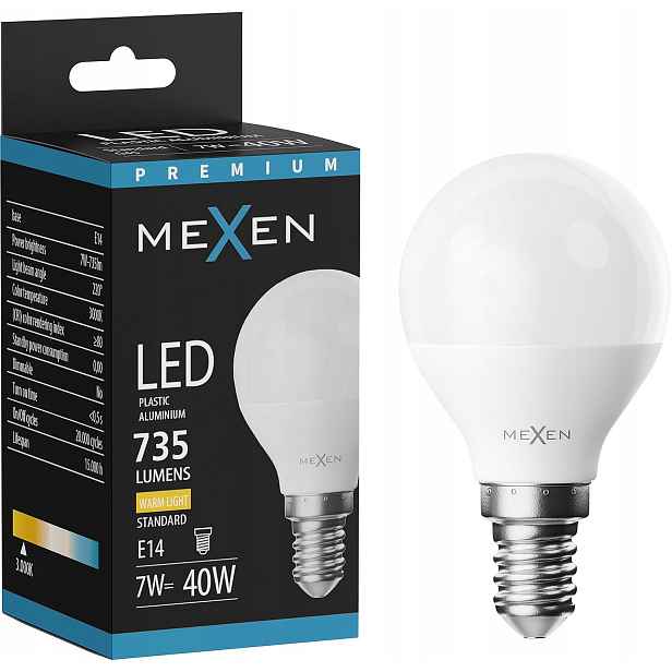 Mexen Nova Led Žárovka E14 G45 7W Teplá Bílá 3000K 735 LM