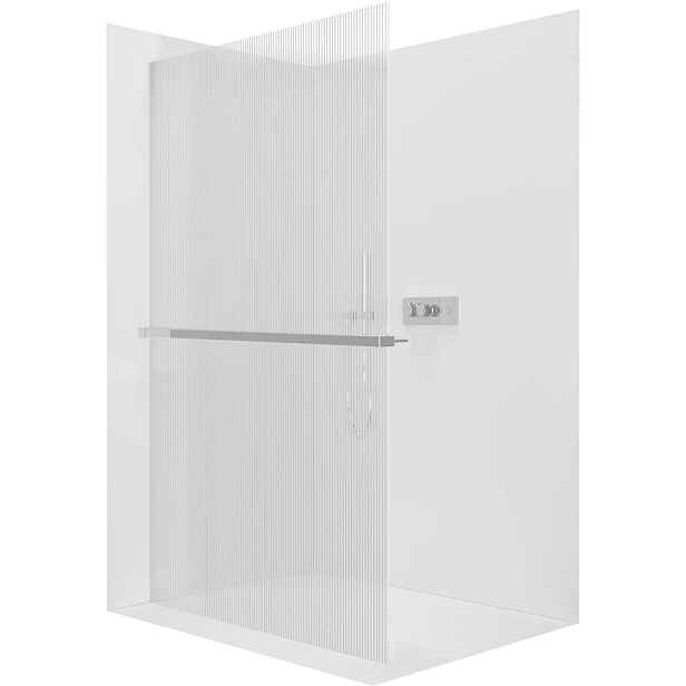 Sprchová zástěna Walk-in Crystal L/P - 8 mm + polička/držák na ručníky - bezvzpěrový systém - chrom, rýhované sklo - 110x200 cm