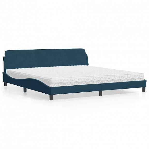 vidaXL Postel s matrací Dover modrá 200 x 200 cm samet
