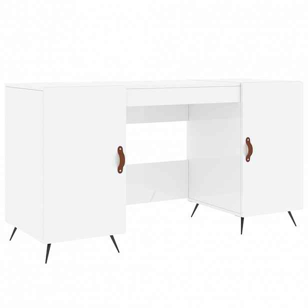 vidaXL Psací stůl bílý s vysokým leskem 140x50x75 cm kompozitní dřevo