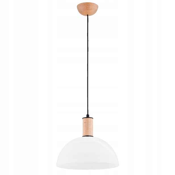Závěsná lampa Alfa Terrin skandinávská dřevěná 1xE27 bílá
