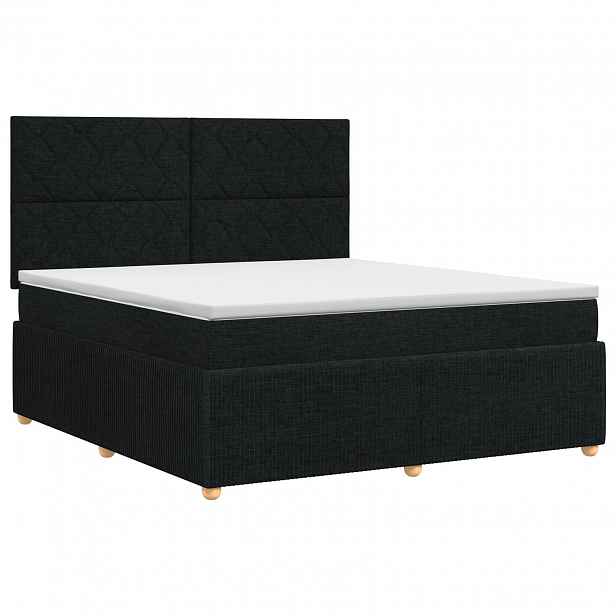 vidaXL Postel boxspring s matrací s čelo Černá 140 x 190 cm Textil
