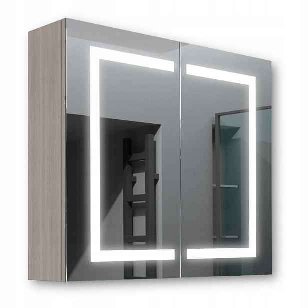 Dřevěná skříňka 80x70 Led zrcadlo Zeus Akácie