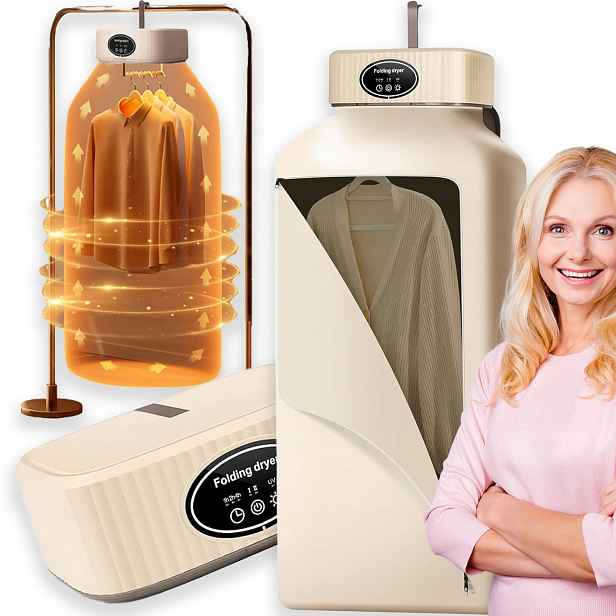 Elektrický Sušák Na Prádlo Skládací Přenosný Sušák 600 W Béžový