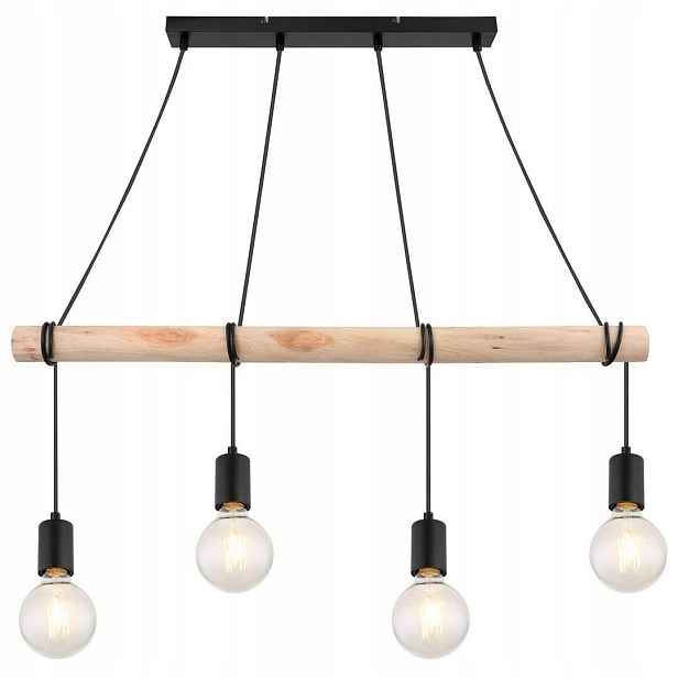 Loftová závěsná lampa s žárovkami na dřevěném trámu