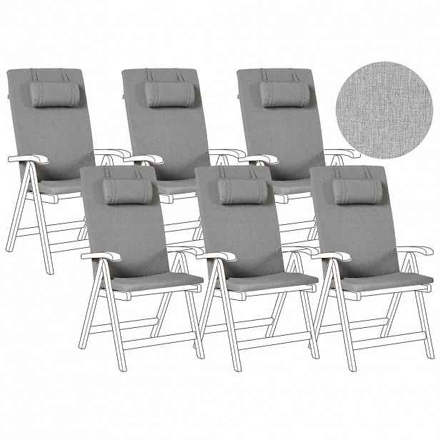 Beliani VENKOVNÍ sedací polštář sada 6 ks Šedý melírovaný 50/45 cm Java/Amantea Premium